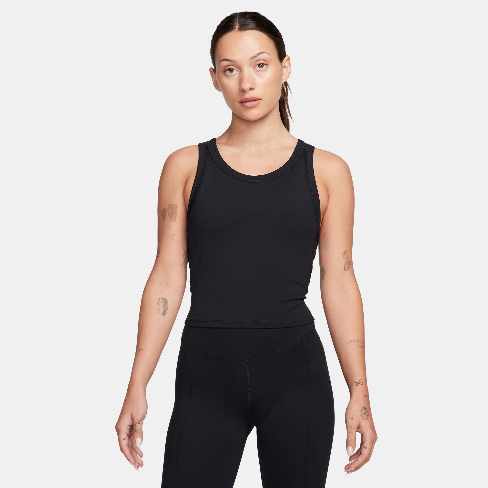 front view of womens fitted crop tank
