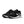 Black Nike training shoes with white accents on a white background.