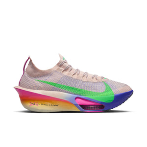 Multi-colored running shoe.