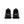 Black athletic shoes with purple accents on a white background