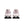 White and pink running shoes with blue accents on a white background