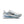 White running shoe with blue accents on a white background