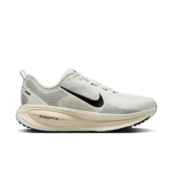 White running shoe with black Nike logo on a white background