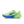 Green and blue running shoe on a white background