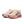 A pair of Nike running shoes with a beige upper and multicolored pop colors.