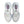 White running shoes with colorful accents on a white background
