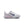 A White kid's Nike running shoe with blue swoosh logo on a white background