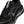 Black athletic shoe with blue accents on a white background