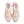 Pair of running shoes with a white and orange sole on a white background