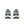 Pair of gray and white athletic shoes on a light gray background