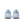 The heel area of a light blue running shoes with white sole on a white background.