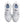 White sneakers with blue accents on a white background