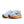 A pair of men's Nike hoes with a light blue upper and a neon midsole.