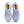 Light blue running shoes with orange accents on a white background