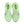Pair of neon green running shoes with white soles on a white background