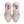 The top down look at a women's Nike running shoe with a white and pink footbed.