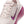 Pink and white sneaker with Nike logo on a white background