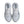 White athletic shoes with blue accents on a white background