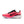 The medial side of a pink running shoe with black swoosh logo on a white background