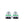 A pair of white running shoes shown from the back, featuring a vibrant neon green accent line and dark navy blue outsoles, on a solid white background.