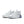 Pair of light pink running shoes with a subtle pattern on a white background