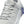 Gray athletic shoe with a blue swoosh logo on a white background