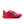 Red running shoe with black swoosh logo on a white background