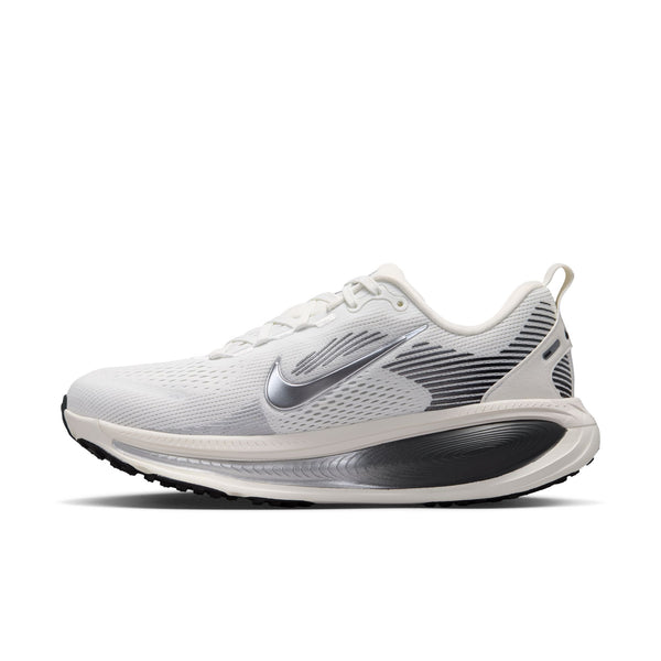 White athletic shoe with a brand logo on a white background