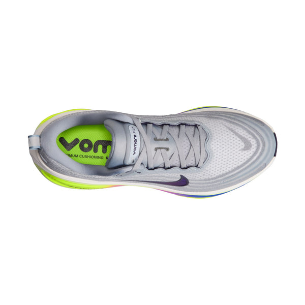 A top down look at a Vomero Plus running shoe with a grey upper.