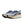 Gray and blue running shoes with Nike logo on a white background