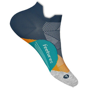 blue, yellow and greet light cushion no show sock