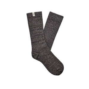 Ugg crew hight socks that look very sock in a black/grey colorway.