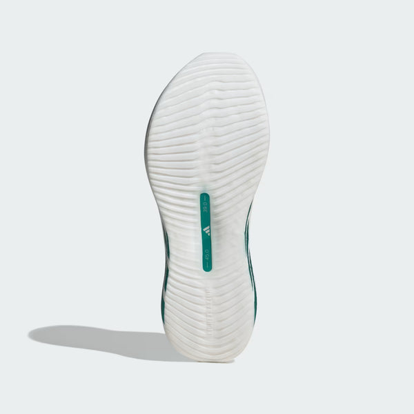 The outsole of this adidas running shoe has a consistant pattern from heel to toe.