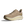 Beige and white running shoe on a white background