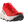 White, red, and black trail running shoe on a white background