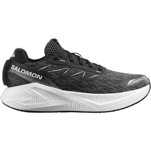 Black and white running shoe on a white background