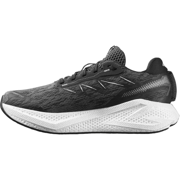 Black and white running shoe on a white background