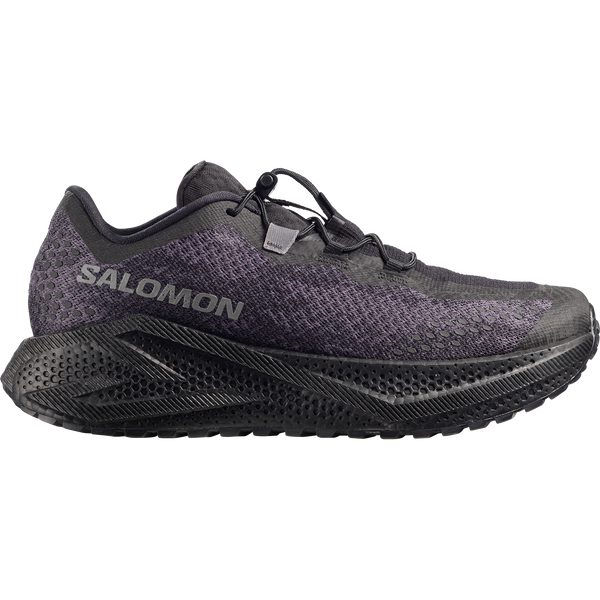 All black gravel running shoe on a white background