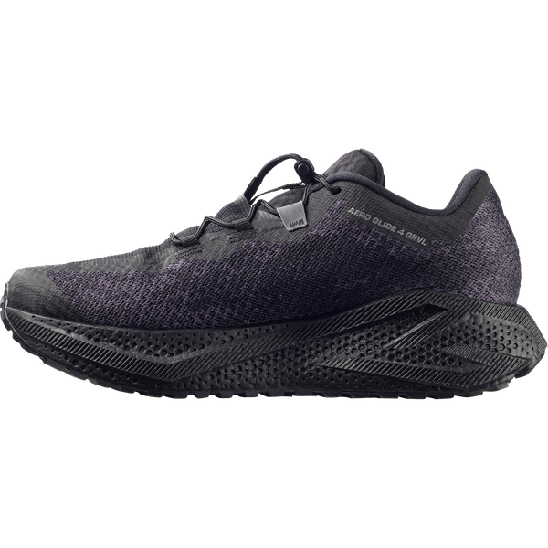 All black gravel running shoe on a white background