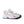 White and pink running shoe with New Balance logo on a white background.