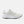 White running shoe with gray accents on a white background