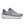 A pair of gray and white running shoes with a textured knit upper, dark gray laces, and a thick white midsole, shown against a plain white background.
