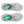 A light gray Saucony running shoe with a thick white midsole and teal accents on the logo, collar lining, and outsole, shown on a white background.