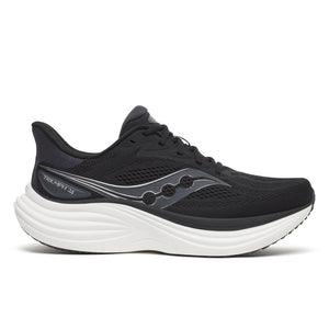 Black sneaker with white midsole on a white background