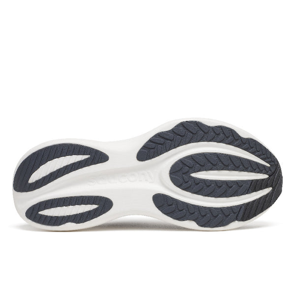Black sneaker with white midsole on a white background