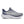 Gray running shoe with white sole on a white background