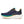 Navy running shoe with orange and teal accents on a white background