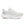 White running shoe with brown sole on a white background