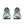 Gray and light blue athletic shoes on a white background