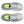 Gray running shoe with a bright green sole on a white background